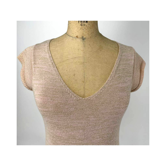 Vintage Y2K Xhilaration Pink and Gold Metallic Cap Sleeve Sweater Top M - Picture 5 of 12